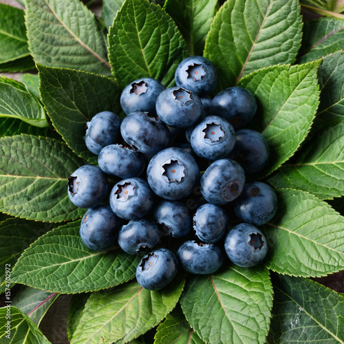 blueberry berry on leaves background