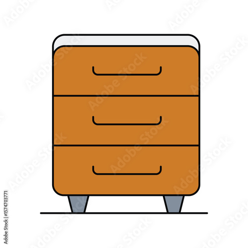 drawer color line icon with white background vector stock illustration