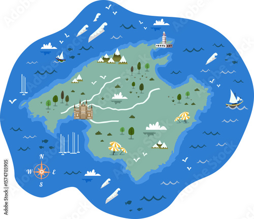 Carte vectorielle de l'île de Majorque