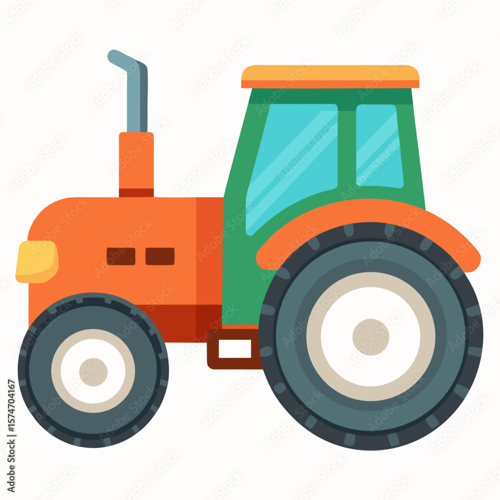 Obraz premium Tractor Side Silhouette Vector