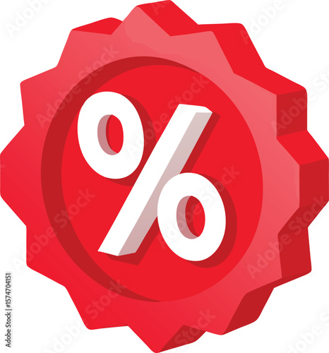 Red percent sign badge with jagged edges