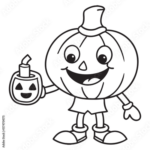 Cute halloween pumpkin characters holding magic potions