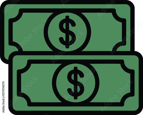 Stack Of Dollar Bills Icon Representing Money Cash Finance Wealth Currency Payment Banking Income Savings Business Economy Illustration

