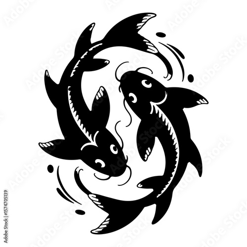 Vector art of two koi fish in a yin and yang symbol