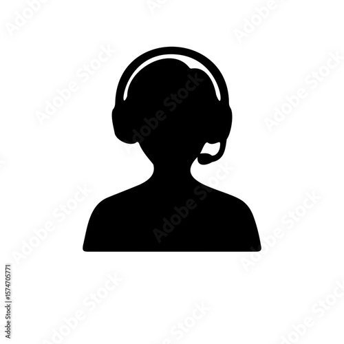 Vector svg art of a silhouette of a person with a headset