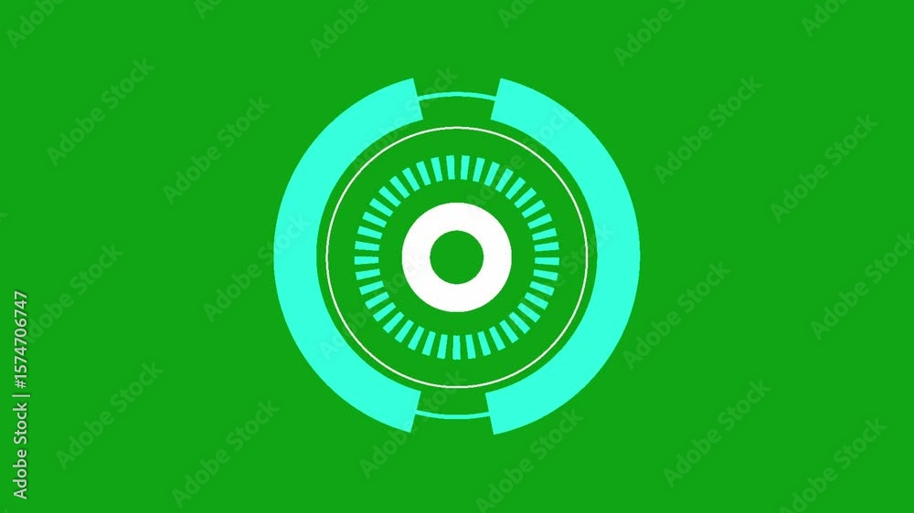 HUD Sci-fi Futuristic White Display isolated on chroma key green screen background 