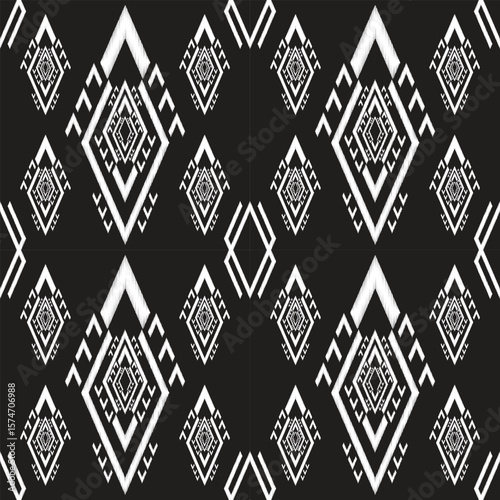 retro vintage ikat mexican ethnic aztec tribal encient batik pattern seamless background for fashion fabric and textile, 2d illustration