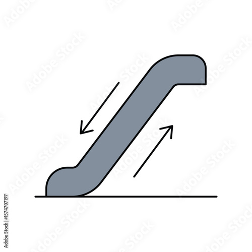 escalator color line icon with white background vector stock illustration