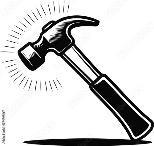 A black and white hammer isolated on white background