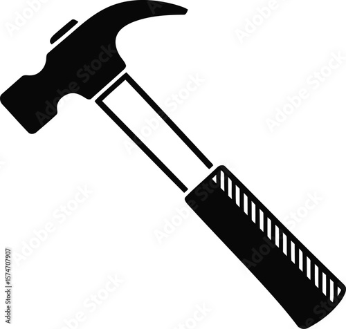 A black and white hammer isolated on white background