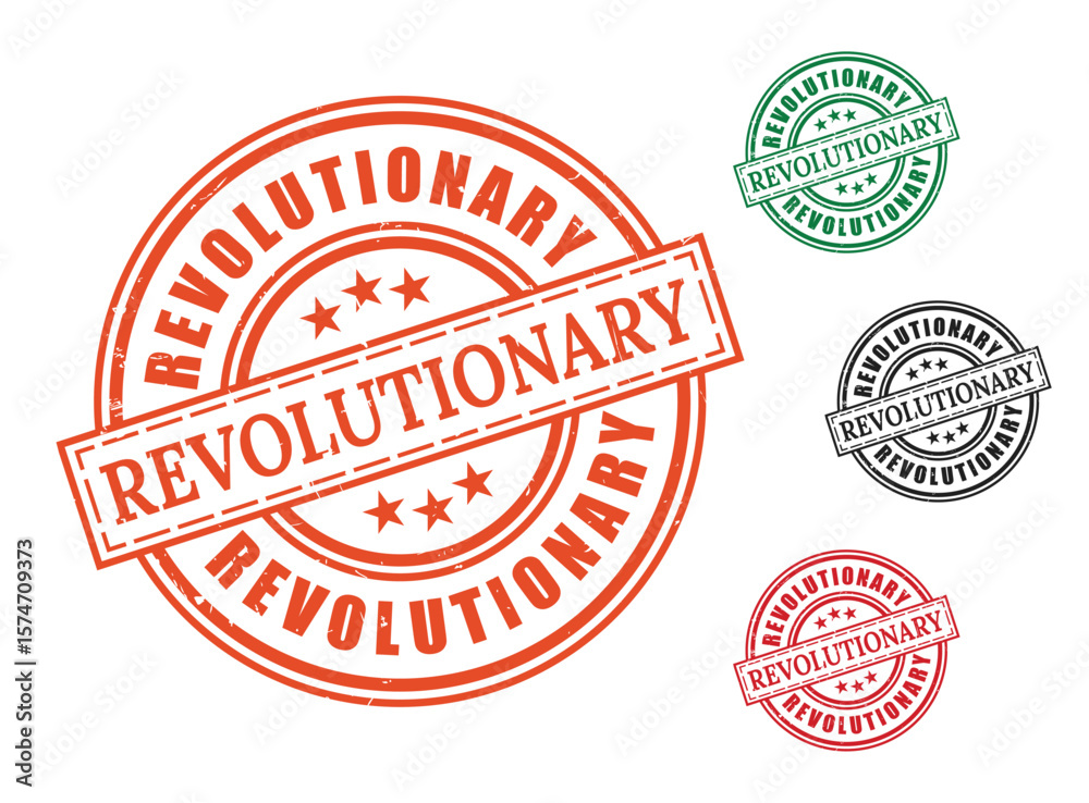 Obraz premium Trailblazing Stamp Set, Revolutionary and Innovative Grunge Vector Labels 