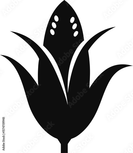 Barbecue corn vector silhouette black color illustration white