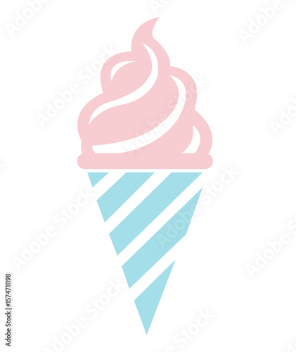 Ice cream clip art design on plain white transparent isolated background for sign, decal, card, shirt, hoodie, sweatshirt, apparel, tag, mug, icon, poster or badge