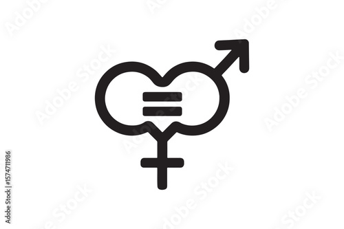 Gender Equality icon silhouette vector with white background