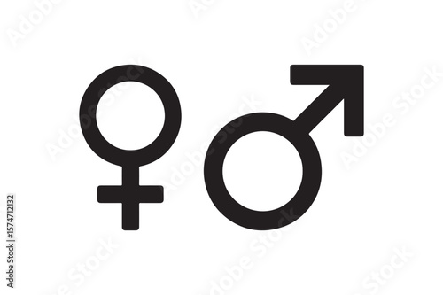 Gender Symbols icon silhouette vector with white background