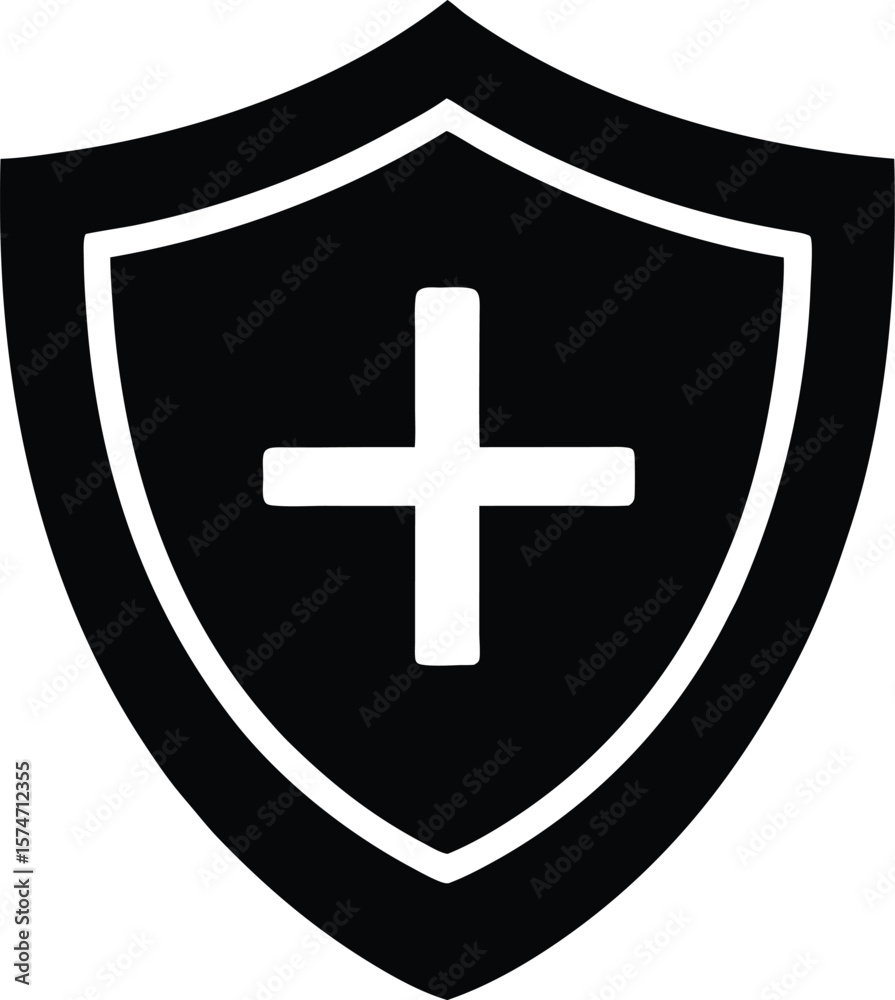 Fototapeta premium Shield with Plus Icon