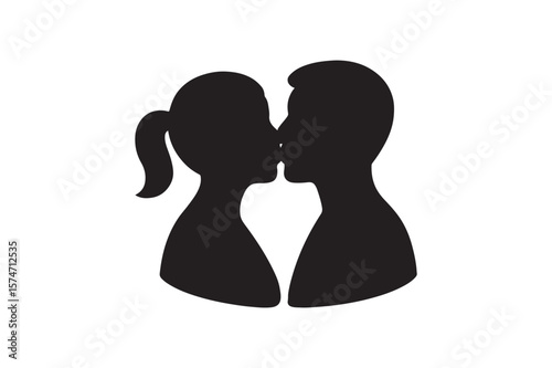 Kissing Couple icon silhouette vector with white background