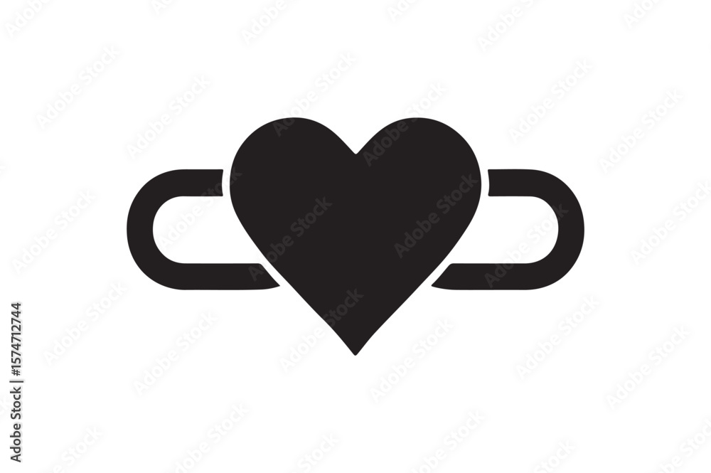 Love Chain icon silhouette vector with white background Love Chain icon silhouette vector with white background