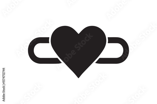 Love Chain icon silhouette vector with white background