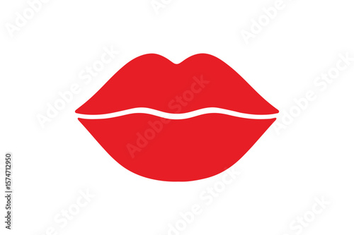 Red Lips icon silhouette vector with white background