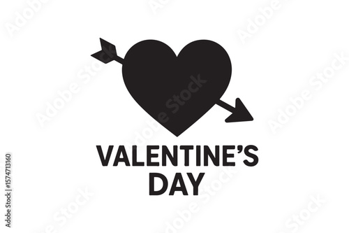 Valentine’s Day icon silhouette vector with white background