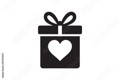 Valentine’s Gift icon silhouette vector with white background
