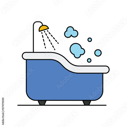 bath color line icon with white background vector stock illustration