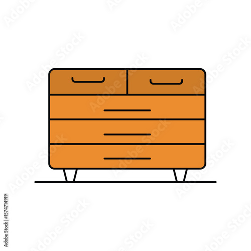 drawer color line icon with white background vector stock illustration
