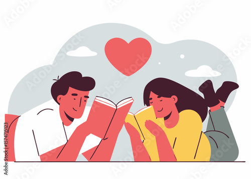 Couple Sharing a Cozy Reading Moment Together loving couple lies together engrossed their books
