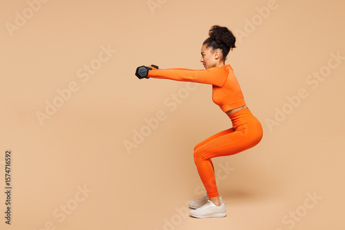Canvastavla Full body young strong fitness trainer instructor sporty woman sportsman in oran