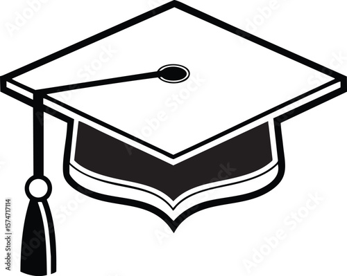 Stylized graduation cap with tassel isolated on transparent background