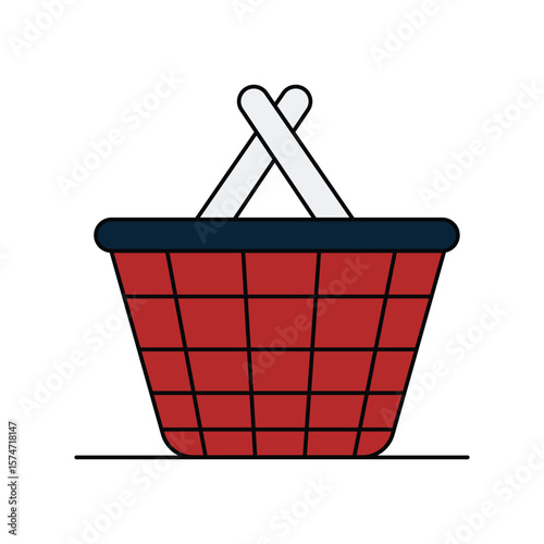 basket color line icon with white background vector stock illustration
