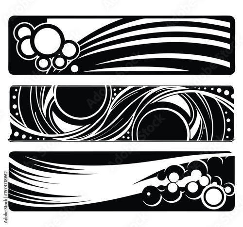 Black and white floral vintage ornament frame with an abstract grunge border design