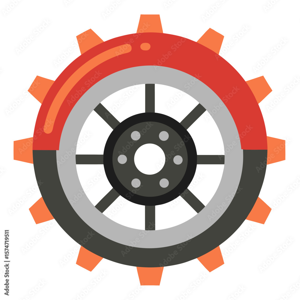 Obraz premium Tractor Wheel Silhouette Vector