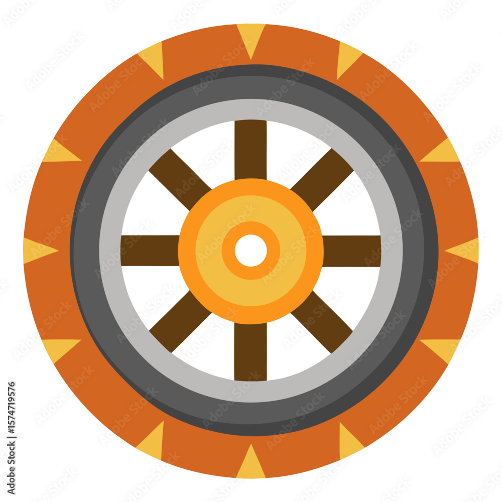 Fototapeta premium Tractor Wheel Silhouette Vector