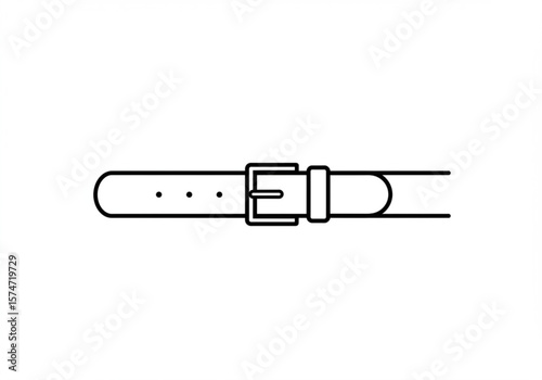 Simple black outline of a leather belt with a buckle and holes on a white background
