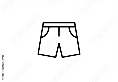 Simple black outline icon of shorts on a white background