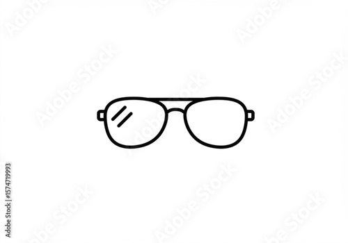 Simple black line drawing of aviator sunglasses on a white background
