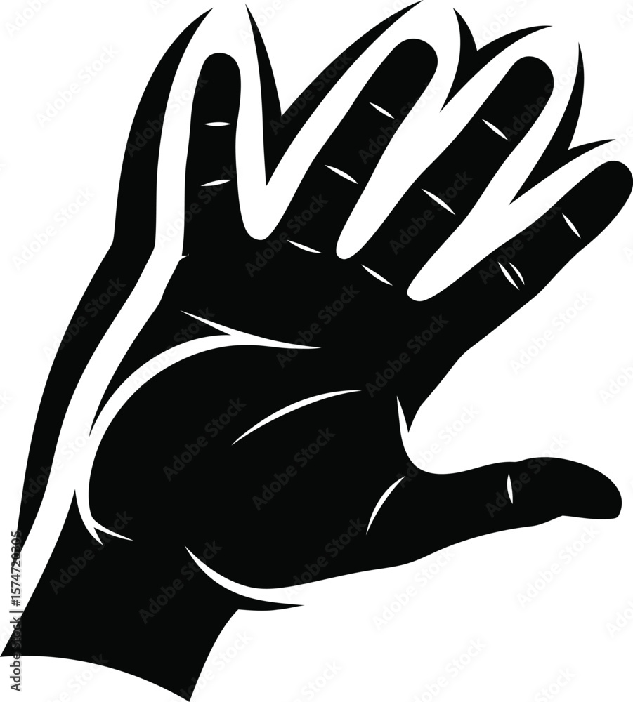 Obraz premium A stylized black and white image of a hand with an outlined design around it