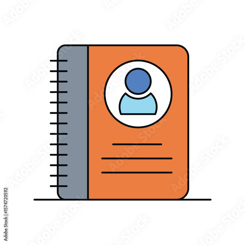 contact book color line icon with white background vector stock illustration