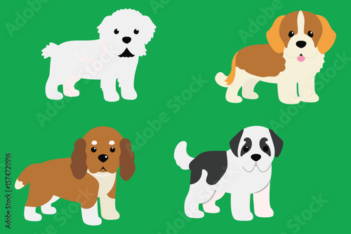 Adorable Cartoon Dogs Collection Diverse Breeds