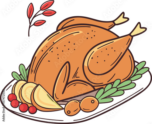 Roasted Turkey on a Festive Thanksgiving Platter