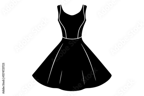 Elegant sleeveless dress fashion apparel silhouette vector illustration