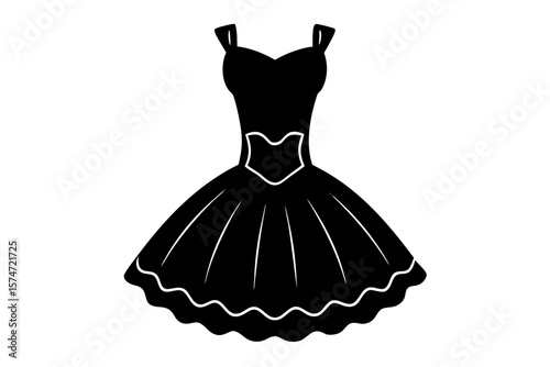 Elegant dress with straps black silhouette vector illustration