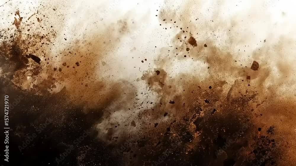 Textured backdrop animation with an artistic brown gradient and dynamic splatters effect