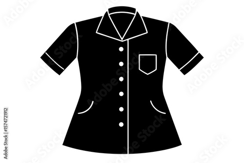 Elegant black blouse with pockets silhouette vector illustration