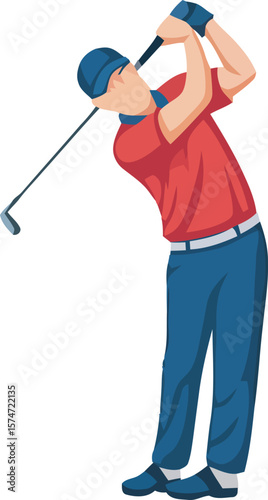 Golfer Executing a Powerful Golf Swing Dynamic Action Shot