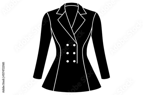 Elegant double breasted dress coat silhouette vector illustration