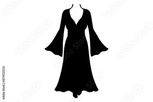 Wallpaper Mural Elegant long black dress with sleeves silhouette vector illustration Torontodigital.ca