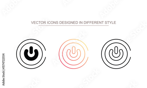 Shutdown Button icon design with white background stock illustration